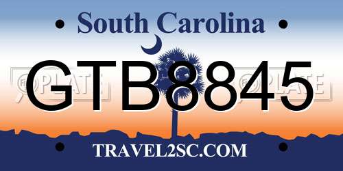 GTB8845 South Carolina License Plate