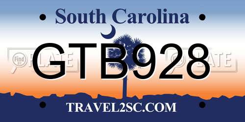 GTB928 South Carolina License Plate