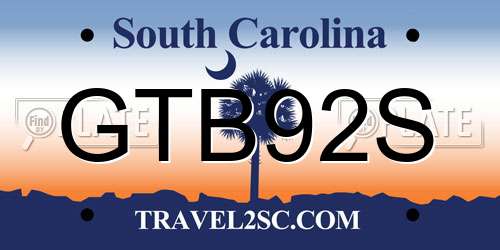 GTB92S South Carolina License Plate