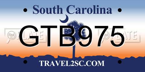 GTB975 South Carolina License Plate