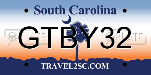 GTBY32 South Carolina License Plate