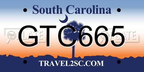 GTC665 South Carolina License Plate