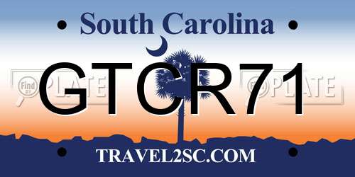 GTCR71 South Carolina License Plate