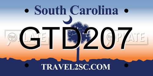 GTD207 South Carolina License Plate