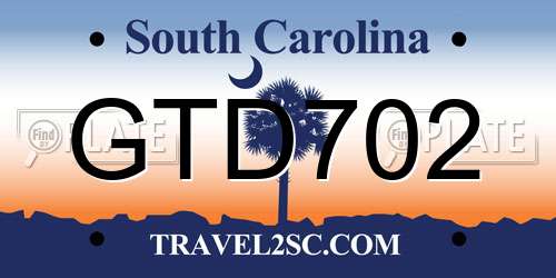 GTD702 South Carolina License Plate