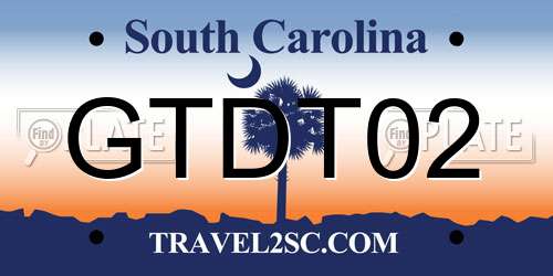 GTDT02 South Carolina License Plate
