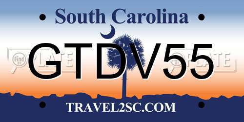 GTDV55 South Carolina License Plate