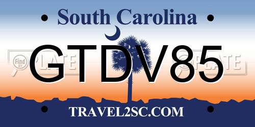 GTDV85 South Carolina License Plate