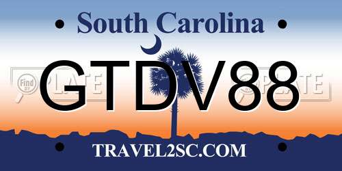 GTDV88 South Carolina License Plate