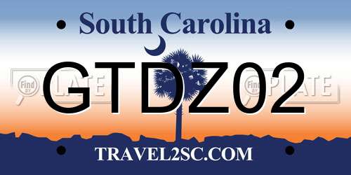 GTDZ02 South Carolina License Plate