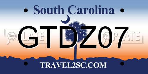 GTDZ07 South Carolina License Plate