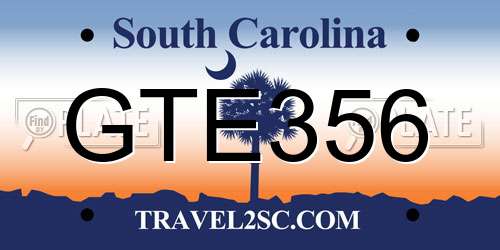 GTE356 South Carolina License Plate