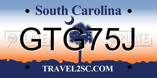 GTG75J South Carolina License Plate