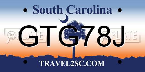 GTG78J South Carolina License Plate