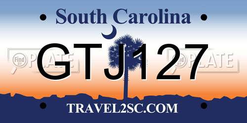 GTJ127 South Carolina License Plate