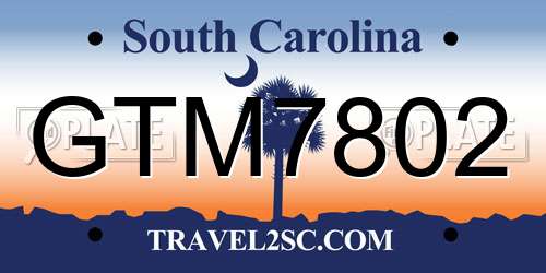 GTM7802 South Carolina License Plate