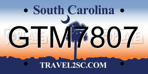 GTM7807 South Carolina License Plate