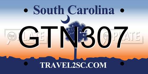 GTN307 South Carolina License Plate