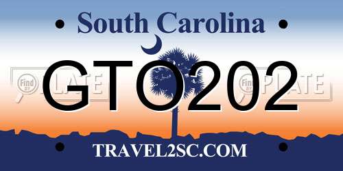 GTO202 South Carolina License Plate