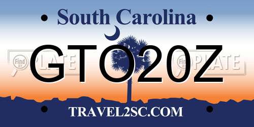 GTO20Z South Carolina License Plate