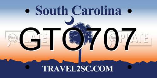 GTO707 South Carolina License Plate