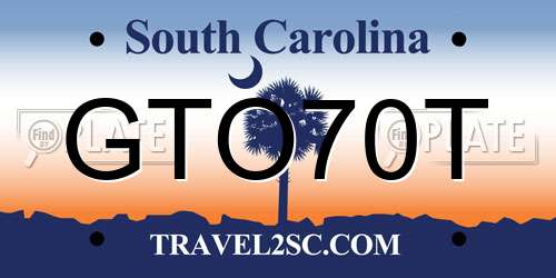 GTO70T South Carolina License Plate