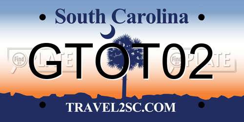 GTOT02 South Carolina License Plate