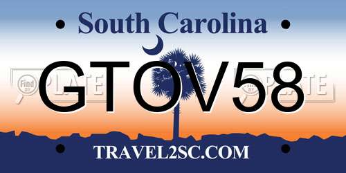 GTOV58 South Carolina License Plate