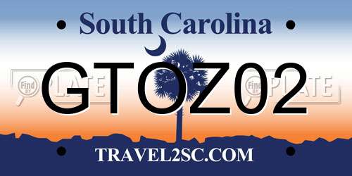 GTOZ02 South Carolina License Plate