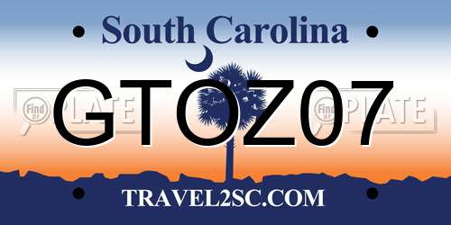 GTOZ07 South Carolina License Plate