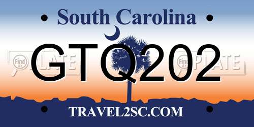 GTQ202 South Carolina License Plate