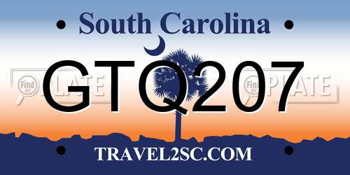 GTQ207 South Carolina License Plate