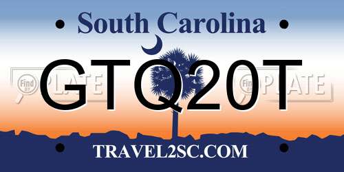 GTQ20T South Carolina License Plate