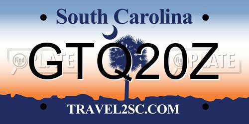 GTQ20Z South Carolina License Plate