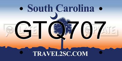 GTQ707 South Carolina License Plate