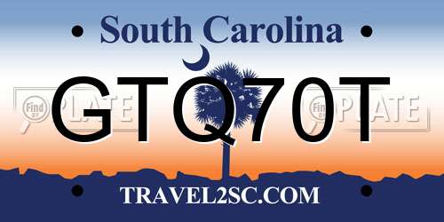 GTQ70T South Carolina License Plate