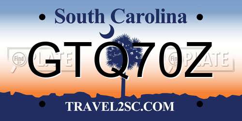 GTQ70Z South Carolina License Plate