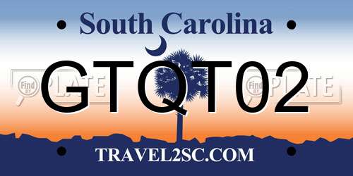 GTQT02 South Carolina License Plate