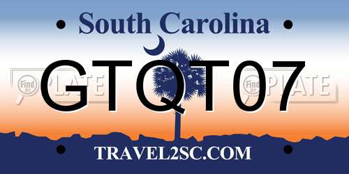 GTQT07 South Carolina License Plate