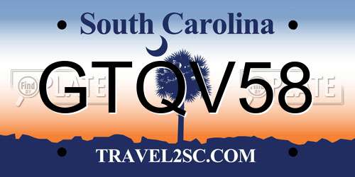 GTQV58 South Carolina License Plate