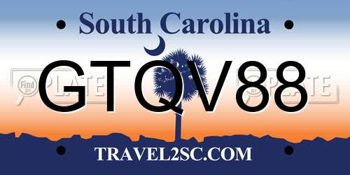 GTQV88 South Carolina License Plate