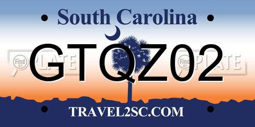 GTQZ02 South Carolina License Plate