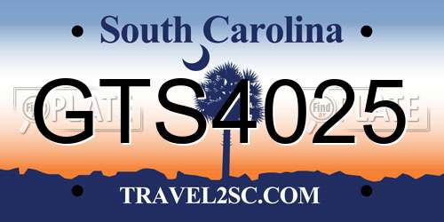 GTS4025 South Carolina License Plate