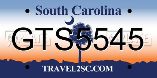 GTS5545 South Carolina License Plate