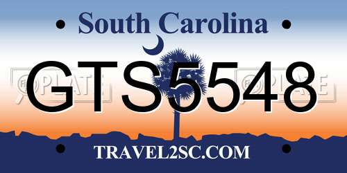 GTS5548 South Carolina License Plate