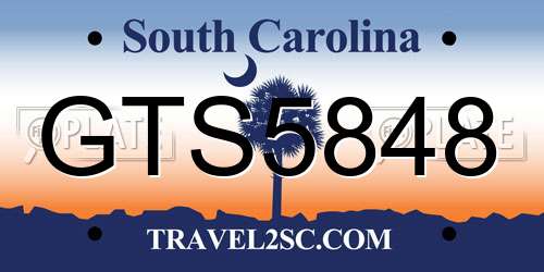 GTS5848 South Carolina License Plate