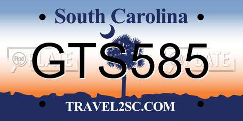 GTS585 South Carolina License Plate