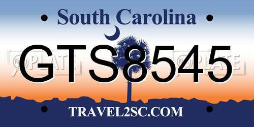 GTS8545 South Carolina License Plate