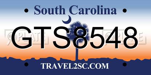 GTS8548 South Carolina License Plate