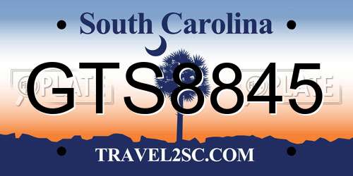 GTS8845 South Carolina License Plate